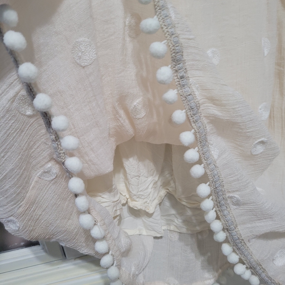Allison New York Boho Tunic Dress Pom Pom polka dots tassels and Trim - Picture 10 of 15